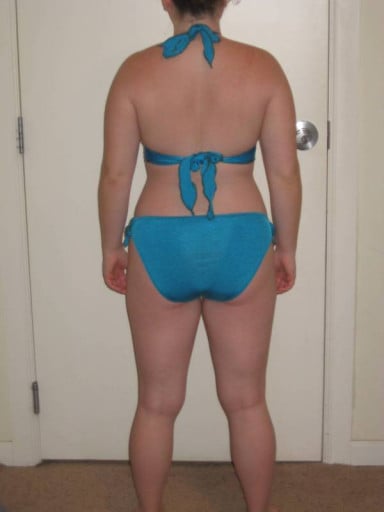 A photo of a 5'3" woman showing a snapshot of 158 pounds at a height of 5'3