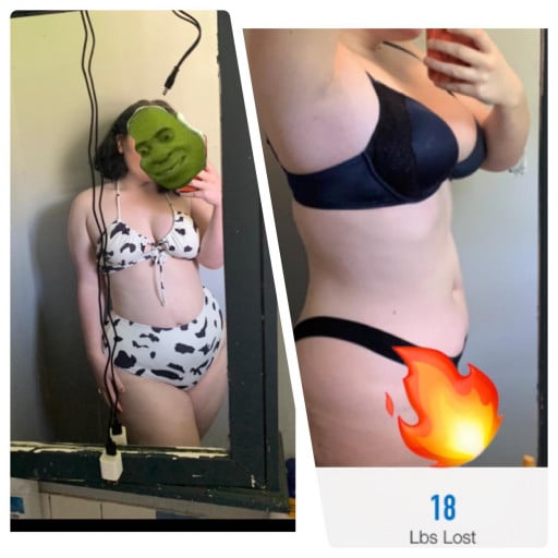 5 feet 8 Female Progress Pics of 18 lbs Fat Loss 230 lbs to 212 lbs