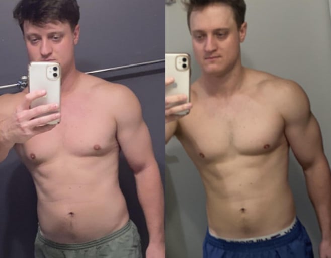 Before and After 17 lbs Weight Loss 5 feet 8 Male 176 lbs to 159 lbs