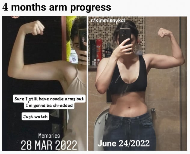 5 feet 2 Female Before and After 4 lbs Muscle Gain 114 lbs to 118 lbs