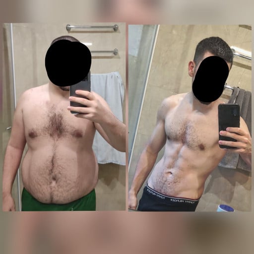 86 lbs Fat Loss Before and After 5 foot 4 Male 216 lbs to 130 lbs