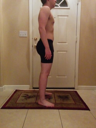 A picture of a 5'8" male showing a snapshot of 156 pounds at a height of 5'8