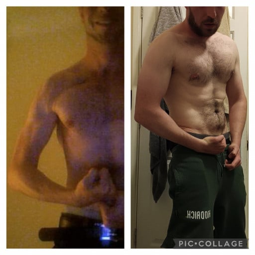 Progress Pics of 25 lbs Weight Gain 5 foot 10 Male 136 lbs to 161 lbs