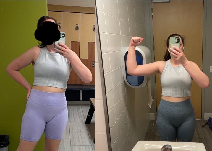 Before and After 4 lbs Fat Loss 5 feet 4 Female 145 lbs to 141 lbs