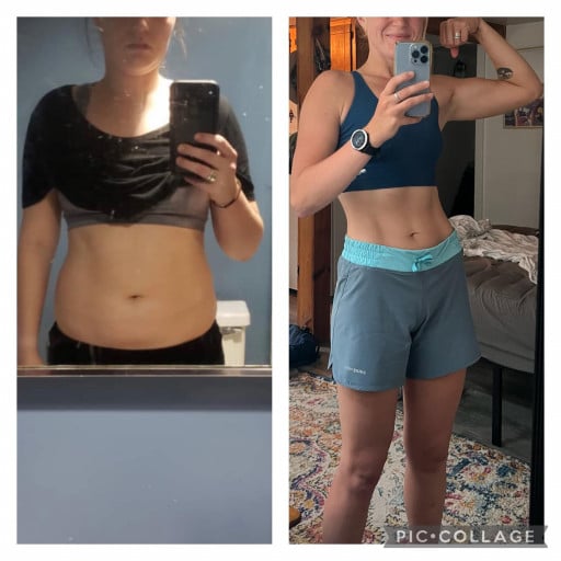 5'6 Female Before and After 20 lbs Weight Loss 155 lbs to 135 lbs