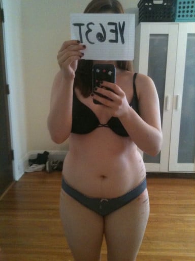A picture of a 5'1" female showing a snapshot of 145 pounds at a height of 5'1