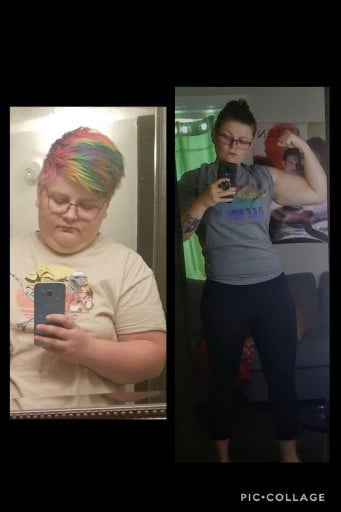 5'5 Female Before and After 110 lbs Weight Loss 280 lbs to 170 lbs