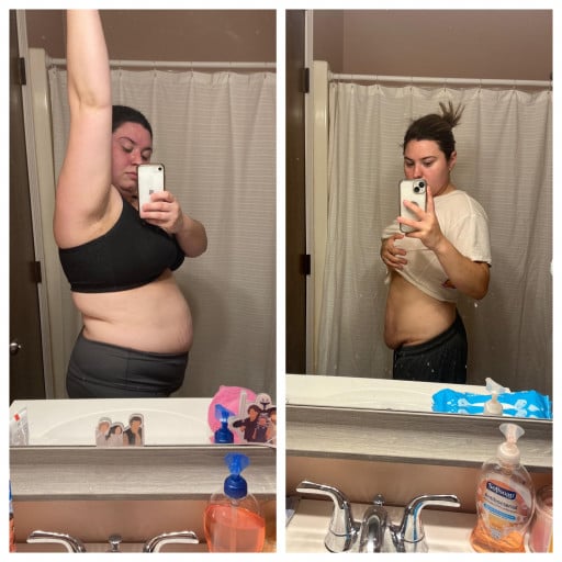 76 lbs Weight Loss Before and After 5 feet 3 Female 241 lbs to 165 lbs