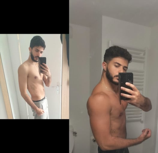 5 foot 11 Male Before and After 27 lbs Weight Gain 138 lbs to 165 lbs