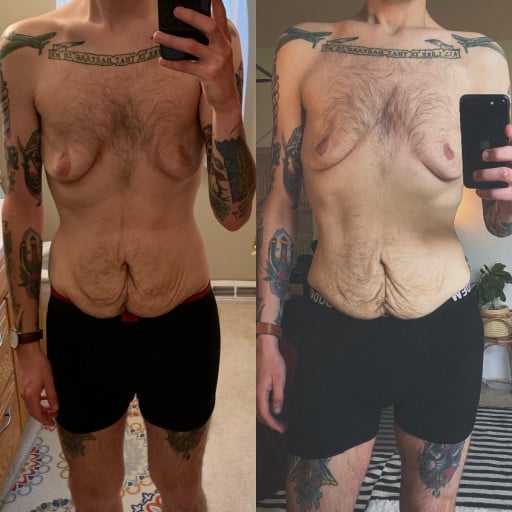 6 foot Male Before and After 7 lbs Fat Loss 152 lbs to 145 lbs
