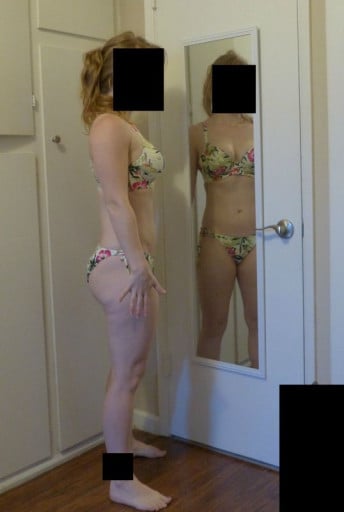 A picture of a 5'2" female showing a snapshot of 119 pounds at a height of 5'2