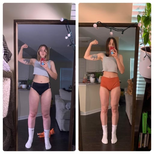 Before and After 21 lbs Weight Loss 5'11 Female 172 lbs to 151 lbs