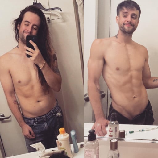 5 foot 10 Male 45 lbs Fat Loss Before and After 195 lbs to 150 lbs
