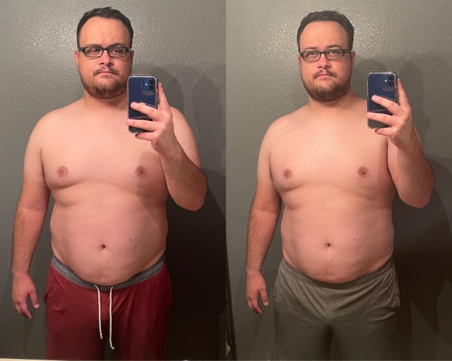 A photo of a 6'2" man showing a weight cut from 287 pounds to 281 pounds. A total loss of 6 pounds.