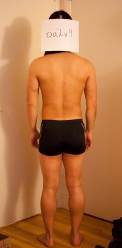 A picture of a 5'4" male showing a snapshot of 132 pounds at a height of 5'4