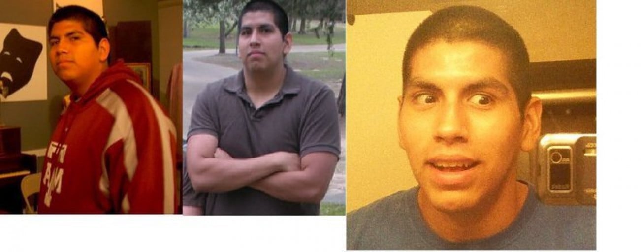 A picture of a 6'4" male showing a weight reduction from 280 pounds to 220 pounds. A respectable loss of 60 pounds.