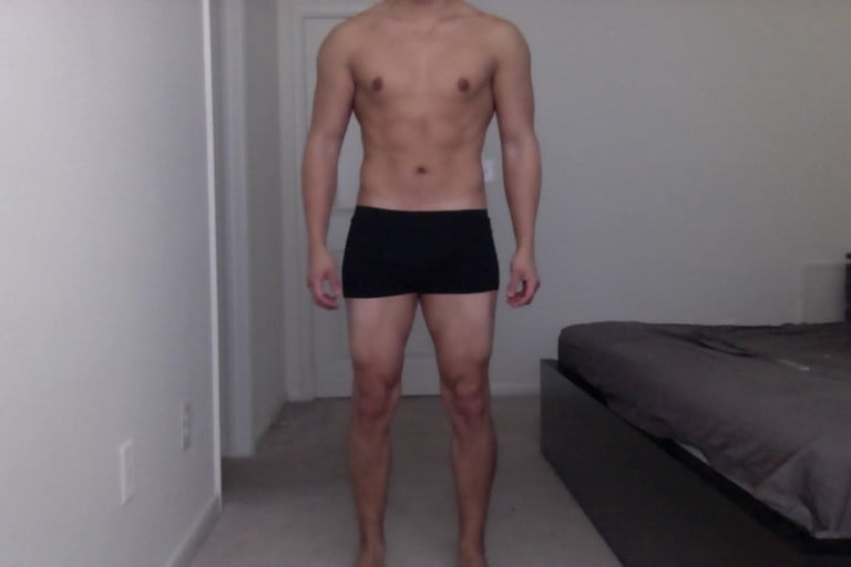 A picture of a 5'6" male showing a snapshot of 154 pounds at a height of 5'6