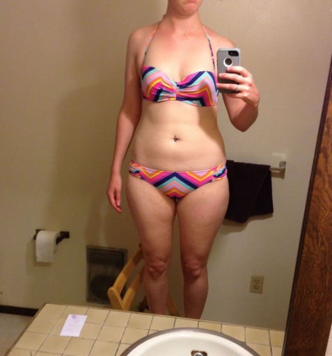 A picture of a 5'6" female showing a snapshot of 133 pounds at a height of 5'6