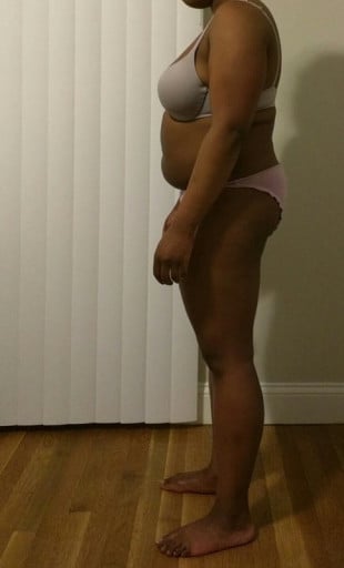 A photo of a 5'1" woman showing a snapshot of 165 pounds at a height of 5'1
