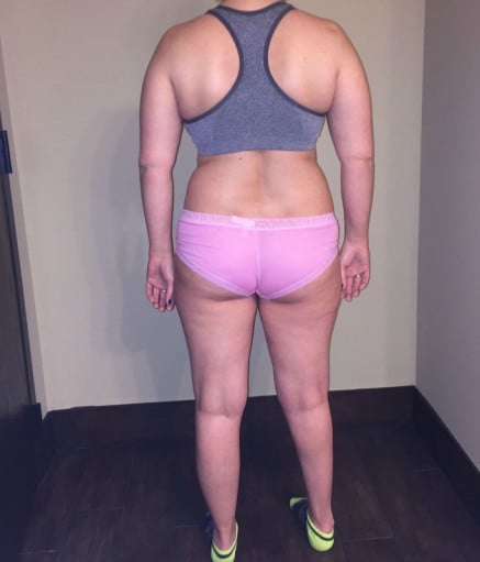 A progress pic of a 5'3" woman showing a snapshot of 151 pounds at a height of 5'3