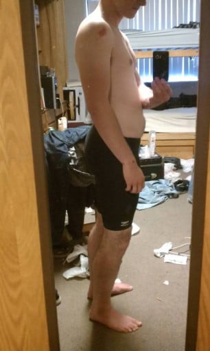 A progress pic of a 5'9" man showing a snapshot of 155 pounds at a height of 5'9