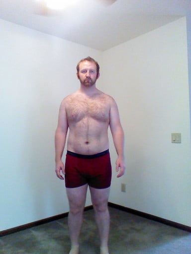 A progress pic of a 5'10" man showing a weight reduction from 225 pounds to 180 pounds. A respectable loss of 45 pounds.
