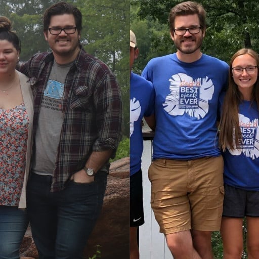 Before and After 70 lbs Weight Loss 6'4 Male 300 lbs to 230 lbs