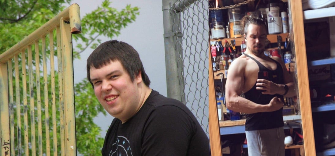 A before and after photo of a 6'2" male showing a weight reduction from 275 pounds to 195 pounds. A respectable loss of 80 pounds.