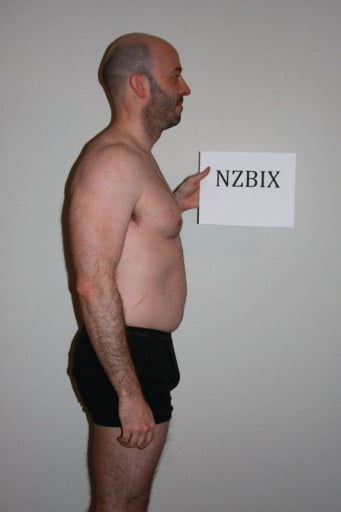 A before and after photo of a 6'0" male showing a snapshot of 180 pounds at a height of 6'0