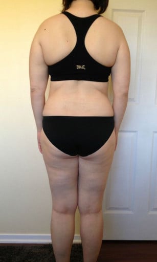 A picture of a 5'7" female showing a snapshot of 169 pounds at a height of 5'7