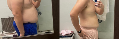 57 lbs Fat Loss Before and After 6 foot 3 Male 317 lbs to 260 lbs