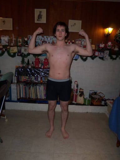 A picture of a 5'7" male showing a snapshot of 157 pounds at a height of 5'7