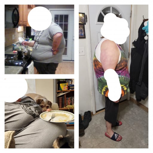 Before and After 100 lbs Fat Loss 5 foot 7 Female 392 lbs to 292 lbs