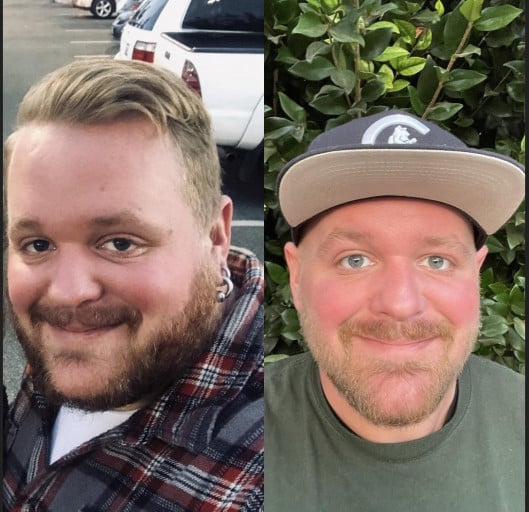 Before and After 68 lbs Fat Loss 5'9 Male 300 lbs to 232 lbs
