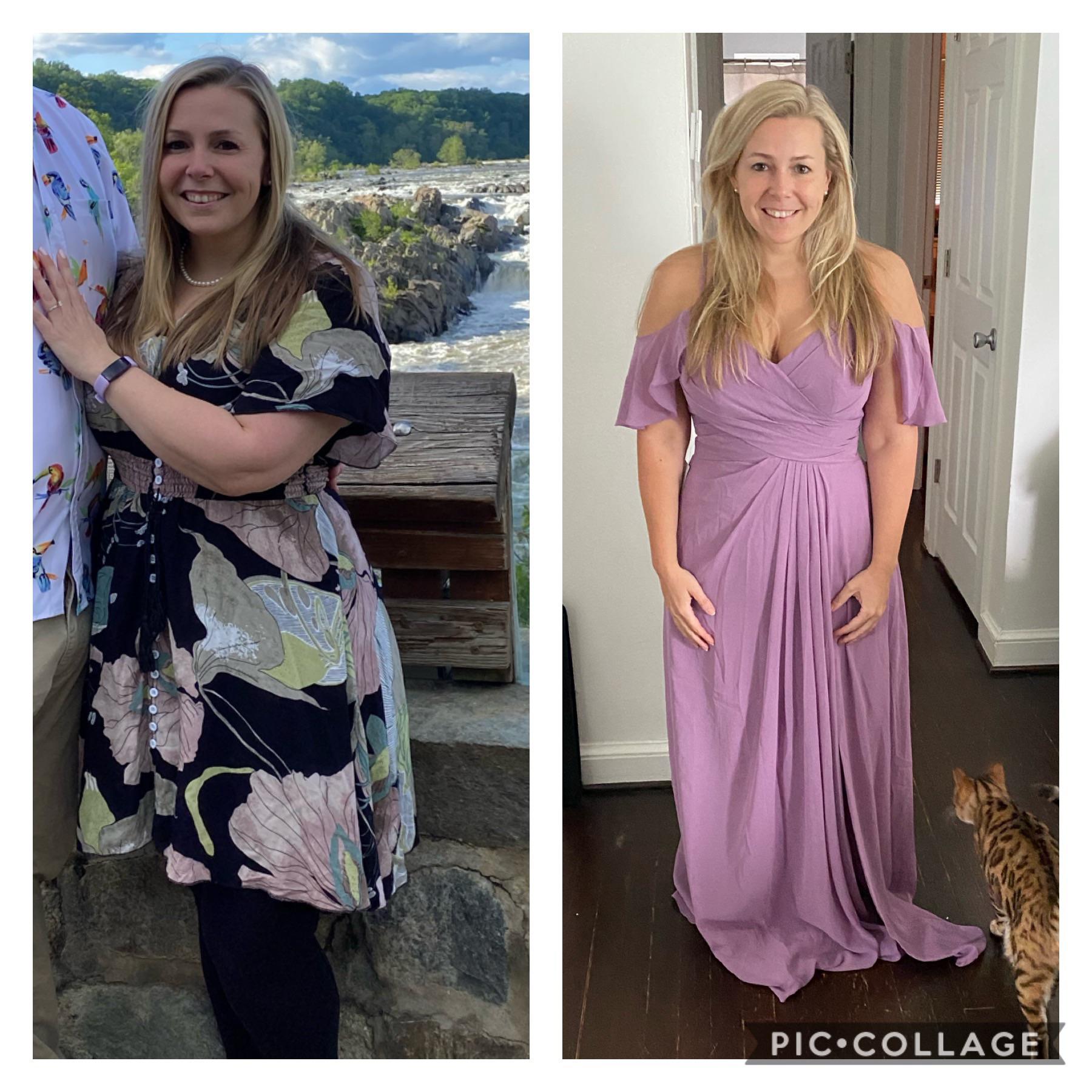 Before and After 27 lbs Weight Loss 5 foot Female 179 lbs to 152 lbs