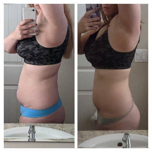25 lbs Fat Loss Before and After 5'10 Female 210 lbs to 185 lbs
