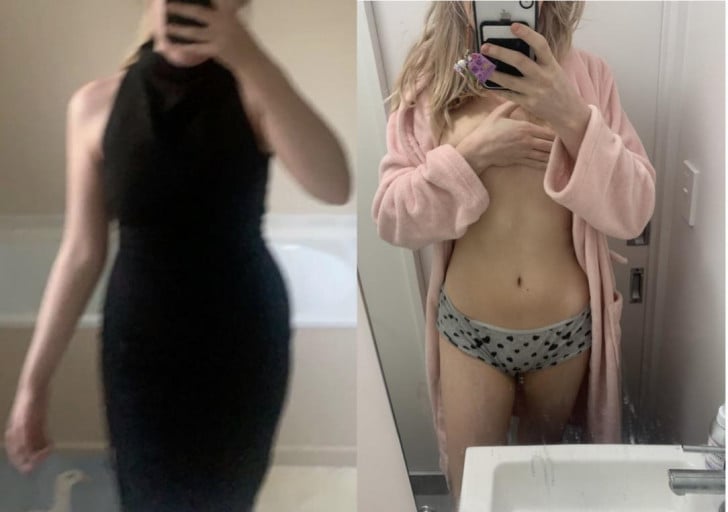 Before and After 39 lbs Fat Loss 5'6 Female 162 lbs to 123 lbs