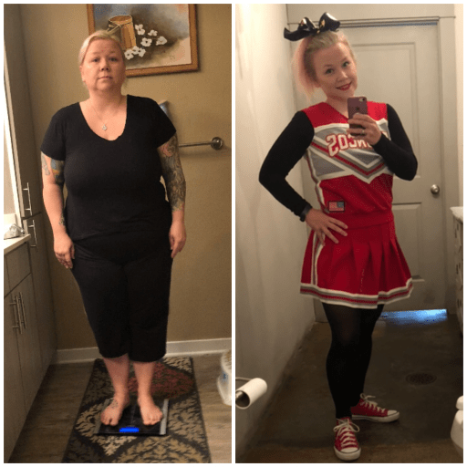 Before and After 97 lbs Weight Loss 5'3 Female 252 lbs to 155 lbs