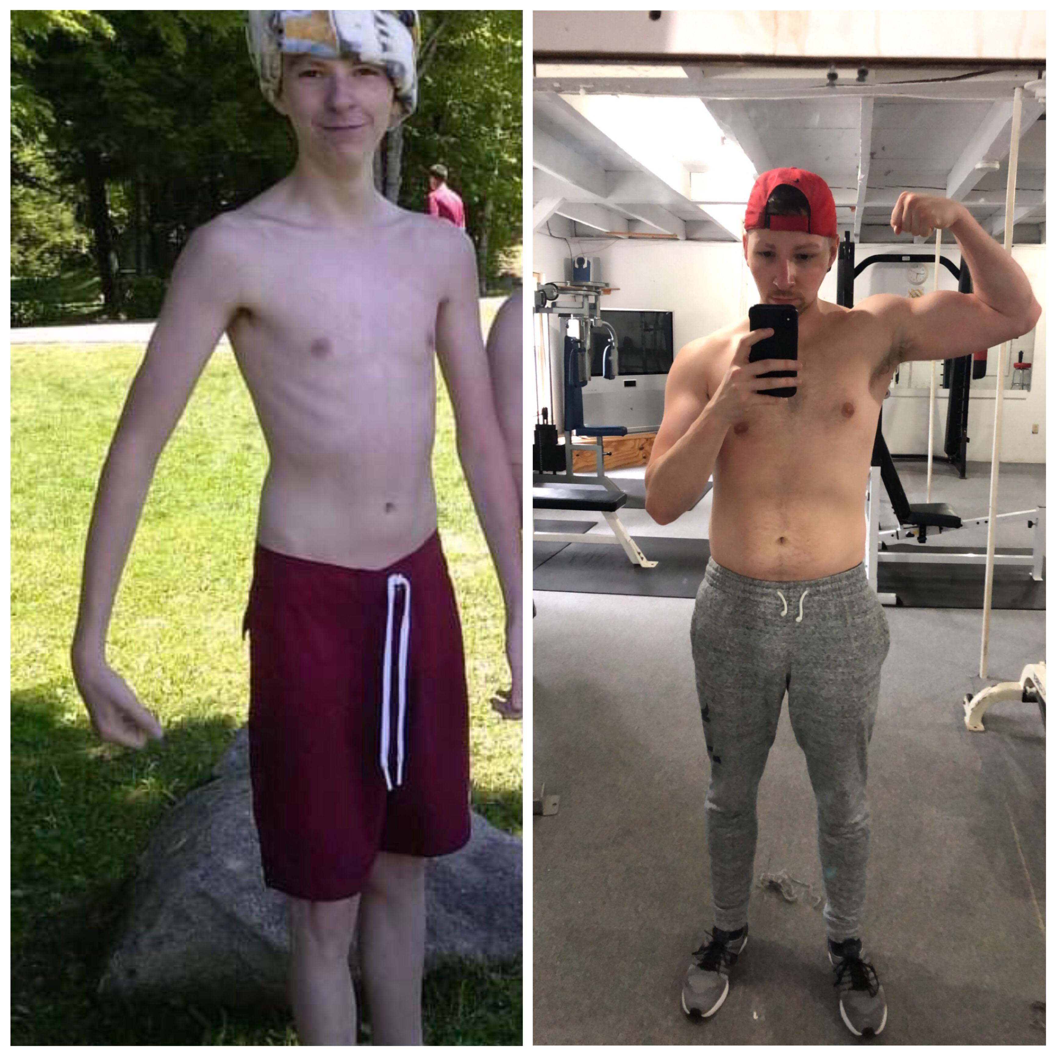 58 lbs Weight Gain Before and After 6 foot Male 117 lbs to 175 lbs
