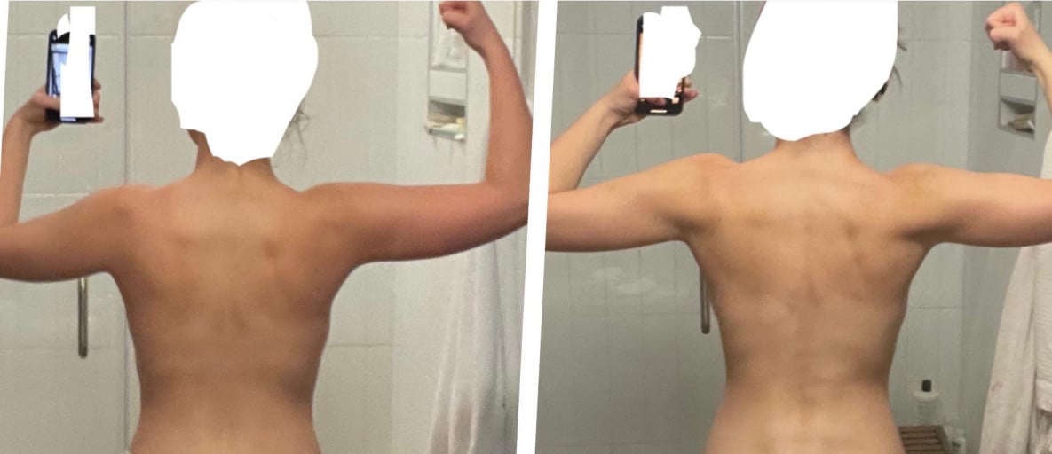 5 foot 5 Female Before and After 5 lbs Fat Loss 130 lbs to 125 lbs