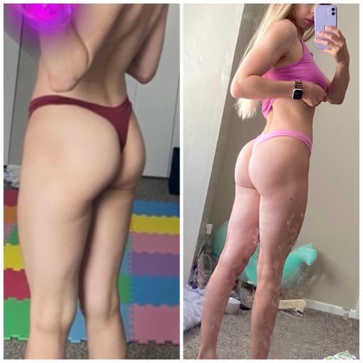 5'2 Female 4 lbs Muscle Gain Before and After 100 lbs to 104 lbs