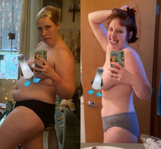 5'7 Female 40 lbs Fat Loss Before and After 215 lbs to 175 lbs