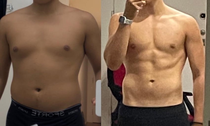 31 lbs Fat Loss Before and After 5 foot 9 Male 198 lbs to 167 lbs