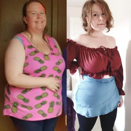 Progress Pics of 92 lbs Weight Loss 5'7 Female 284 lbs to 192 lbs