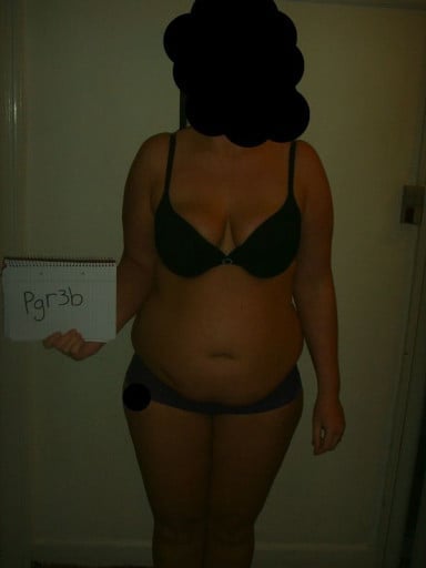 A before and after photo of a 5'6" female showing a snapshot of 180 pounds at a height of 5'6