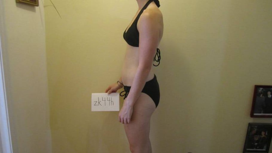 A picture of a 5'8" female showing a snapshot of 145 pounds at a height of 5'8