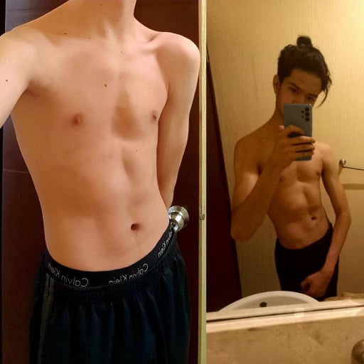 6 foot Male 16 lbs Muscle Gain Before and After 110 lbs to 126 lbs