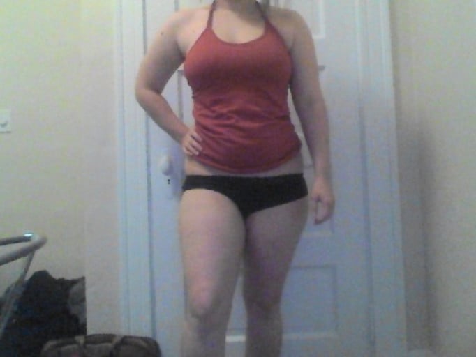 A picture of a 5'4" female showing a weight loss from 178 pounds to 161 pounds. A respectable loss of 17 pounds.