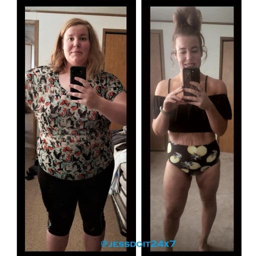 Before and After 150 lbs Fat Loss 5 feet 7 Female 339 lbs to 189 lbs
