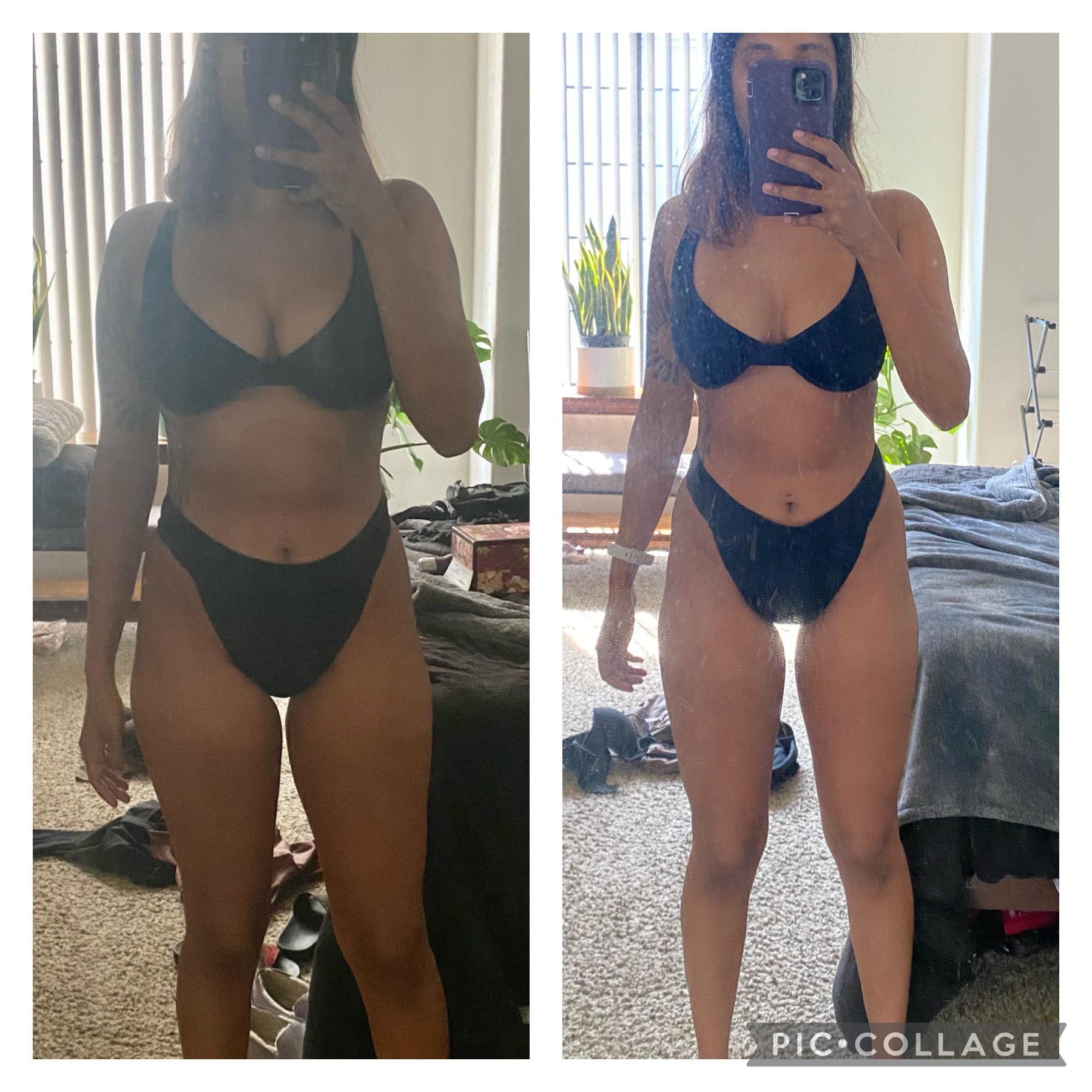 Before and After 16 lbs Fat Loss 5 foot 2 Female 128 lbs to 112 lbs